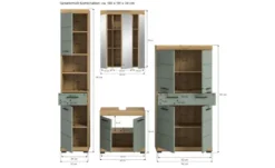 Badmöbel-Set SCHLOONSEE, 4 teilig, bestehend aus: Hochschrank, Waschbeckenunterschrank, Spiegelschrank, Midischrank Schloonsee