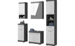 Badmöbel-Set SCHLOONSEE, 5 teilig, bestehend aus: Hochschrank, WBU, Spiegelschrank, Unterschrank, Hängeschrank Schloonsee