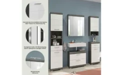 Badmöbel-Set SCHLOONSEE, 5 teilig, bestehend aus: Hochschrank, WBU, Spiegelschrank, Unterschrank, Hängeschrank Schloonsee