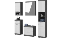 Badmöbel-Set SCHLOONSEE, 5 teilig, bestehend aus: Hochschrank, WBU, Spiegelschrank, Unterschrank, Hängeschrank Schloonsee