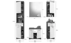 Badmöbel-Set SCHLOONSEE, 5 teilig, bestehend aus: Hochschrank, WBU, Spiegel, Unterschrank, Hängeschrank Schloonsee
