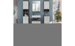 Badmöbel-Set SCHLOONSEE, 5 teilig, bestehend aus: Hochschrank, WBU, Spiegel, Unterschrank, Hängeschrank Schloonsee