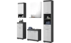 Badmöbel-Set SCHLOONSEE, 5 teilig, bestehend aus: Hochschrank, WBU, Spiegel, Unterschrank, Hängeschrank Schloonsee