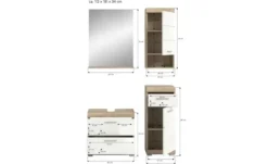 Badmöbel-Set SCHLOONSEE, 4 teilig, bestehend aus: Waschbeckenunterschrank, Spiegel, Unterschrank, Hängeschrank Schloonsee