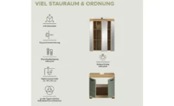 Badmöbel-Set SCHLOONSEE, 2 teilig, inklusive LED Beleuchtung, bestehend aus: Waschbeckenunterschrank, Spiegelschrank, LED Badaufsatzleuchte Schloonsee
