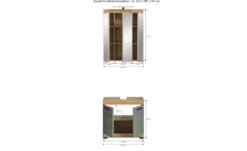 Badmöbel-Set SCHLOONSEE, 2 teilig, inklusive LED Beleuchtung, bestehend aus: Waschbeckenunterschrank, Spiegelschrank, LED Badaufsatzleuchte Schloonsee