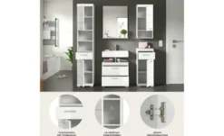 Badmöbel-Set SCHLOONSEE, 5 teilig, bestehend aus: Hochschrank, WBU, Spiegel, Unterschrank, Hängeschrank Schloonsee