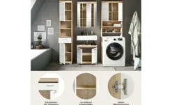 Badmöbel-Set SCHLOONSEE, 4 teilig, bestehend aus: Hochschrank, WBU, Spiegelschrank, Waschmaschinenumbauschrank Schloonsee