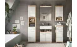 Badmöbel-Set SCHLOONSEE, 5 teilig, bestehend aus: Hochschrank, WBU, Spiegelschrank, Unterschrank, Hängeschrank Schloonsee