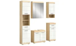 Badmöbel-Set SCHLOONSEE, 5 teilig, bestehend aus: Hochschrank, WBU, Spiegelschrank, Unterschrank, Hängeschrank Schloonsee