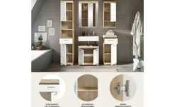 Badmöbel-Set SCHLOONSEE, 5 teilig, bestehend aus: Hochschrank, WBU, Spiegelschrank, Unterschrank, Hängeschrank Schloonsee