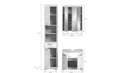 Badmöbel-Set SCHLOONSEE, 4 teilig, bestehend aus: Waschbeckenunterschrank, Spiegelschrank, Unterschrank, Hängeschrank Schloonsee