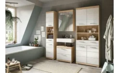 Badmöbel-Set SCHLOONSEE, 4 teilig, bestehend aus: Hochschrank schmal, WBU, Spiegelschrank, Hochschrank breit Schloonsee