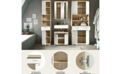 Badmöbel-Set SCHLOONSEE, 4 teilig, bestehend aus: Hochschrank schmal, WBU, Spiegelschrank, Hochschrank breit Schloonsee