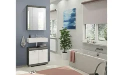 Badmöbel-Set SCHLOONSEE, 2 tlg., bestehend aus: Waschbeckenunterschrank, Spiegelschrank, in verschiedenen Farben erhältlich, Badmöbel, Kombination, Badezimmer Schloonsee