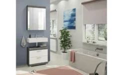 Badmöbel-Set SCHLOONSEE, 2 tlg., bestehend aus: Waschbeckenunterschrank, Spiegelschrank, in verschiedenen Farben erhältlich, Badmöbel, Kombination, Badezimmer Schloonsee