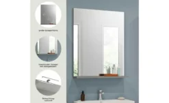 Badspiegel SCHLOONSEE, Breite 60cm, 1 Ablageboden, hochwertiges Spiegelglas, in verschiedenen Farben erhältlich, Badmöbel, Spiegel, Badezimmer Schloonsee