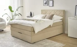 Boxspringbett mit Bettkasten und Topper, Beige Princess