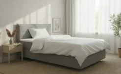 Boxspringbett 140x200 in hellgrau Lunor