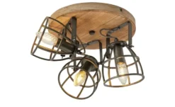 Deckenleuchte, 3-flammig, Holz/Metall Frame