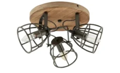 Deckenleuchte, 3-flammig, Holz/Metall Frame