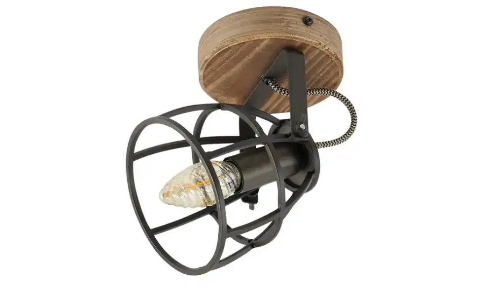Deckenleuchte, 1-flammig, Holz/Metall Frame