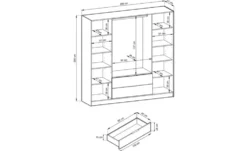 Drehtürenschrank 206 cm breit Lyke
