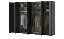 Drehtürenschrank 300 cm mit Glastüren Uma