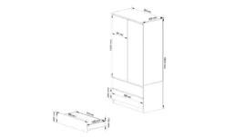 Drehtürenschrank mit 2 Schubladen Oda
