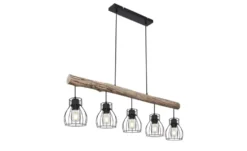 Globo Lighting Pendelleuchte, 5-flammig, Holz/ Metall Körbe Mina