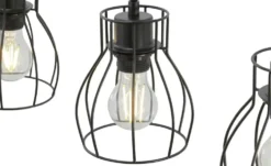 Globo Lighting Pendelleuchte, 5-flammig, Holz/ Metall Körbe Mina