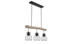 Globo Lighting Pendelleuchte, 3-flammig, Holz/ Metall Körbe Mina