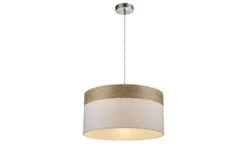 Globo Lighting Pendelleuchte, 1-flammig, beige/Holzoptik