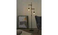 Globo Lighting Stehleuchte 2-flammig, Holz/ Metall Korb Mina
