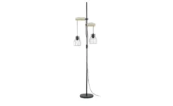 Globo Lighting Stehleuchte 2-flammig, Holz/ Metall Korb Mina