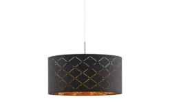 Globo Lighting Stoffpendelleuchte, 1-flammig, Schirm schwarz/goldfarben