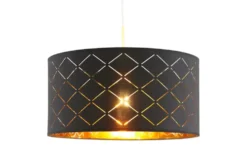 Globo Lighting Stoffpendelleuchte, 1-flammig, Schirm schwarz/goldfarben