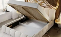 GrainGold Polsterbett mit Stauraum Cloud Bouclé-Stoff