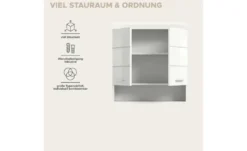Hängeschrank SCHLOONSEE, Breite 74cm, 2 Türen, 1 offenes Fächer, MDF-Front, in verschiedenen Farben erhältlich, Badmöbel, Badschrank, Schrank, Bad Schloonsee
