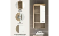 Hängeschrank SCHLOONSEE, Breite 37cm, 1 Tür, 1 offenes Fächer, 1 Einlegeboden, MDF-Front, in verschiedenen Farben erhältlich, Badmöbel, Badschrank, Schrank, Bad Schloonsee