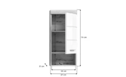 Hängeschrank SCHLOONSEE, Breite 37cm, 1 Tür, 1 offenes Fächer, 1 Einlegeboden, MDF-Front, in verschiedenen Farben erhältlich, Badmöbel, Badschrank, Schrank, Bad Schloonsee