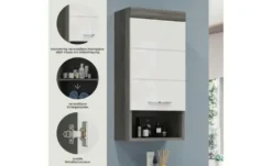 Hängeschrank SCHLOONSEE, Breite 37cm, 1 Tür, 1 offenes Fächer, 1 Einlegeboden, MDF-Front, in verschiedenen Farben erhältlich, Badmöbel, Badschrank, Schrank, Bad Schloonsee