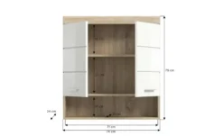 Hängeschrank SCHLOONSEE, Breite 74cm, 2 Türen, 1 offenes Fächer, MDF-Front, in verschiedenen Farben erhältlich, Badmöbel, Badschrank, Schrank, Bad Schloonsee