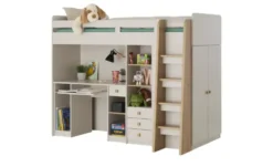 Hochbett mit Kleiderschrank und Schreibtisch Lavora
