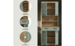 Hochschrank SCHLOONSEE, Breite 74cm, 4 Türen, 1 Schubkasten, 2 offene Fächer, MDF-Front, in verschiedenen Farben erhältlich, Badmöbel, Badschrank, Schrank, Bad Schloonsee