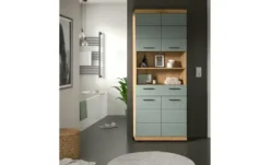 Hochschrank SCHLOONSEE, Breite 74cm, 4 Türen, 1 Schubkasten, 2 offene Fächer, MDF-Front, in verschiedenen Farben erhältlich, Badmöbel, Badschrank, Schrank, Bad Schloonsee