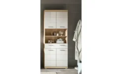 Hochschrank SCHLOONSEE, Breite 74cm, 4 Türen, 1 Schubkasten, 2 offene Fächer, MDF-Front, in verschiedenen Farben erhältlich, Badmöbel, Badschrank, Schrank, Bad Schloonsee