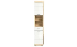 Hochschrank SCHLOONSEE, Breite 37cm, 2 Tür, 1 Schubkasten, 2 offene Fächer, MDF-Front, in verschiedenen Farben erhältlich, Badmöbel, Badschrank, Schrank, Bad Schloonsee