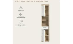 Hochschrank SCHLOONSEE, Breite 37cm, 2 Tür, 1 Schubkasten, 2 offene Fächer, MDF-Front, in verschiedenen Farben erhältlich, Badmöbel, Badschrank, Schrank, Bad Schloonsee
