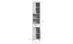 Hochschrank SCHLOONSEE, Breite 37cm, 2 Tür, 1 Schubkasten, 2 offene Fächer, MDF-Front, in verschiedenen Farben erhältlich, Badmöbel, Badschrank, Schrank, Bad Schloonsee